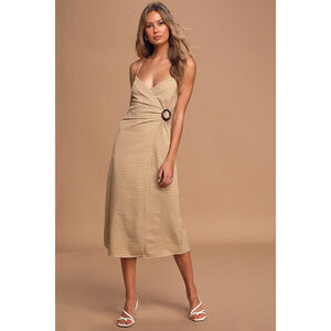 Lulus Sunshine On The Mind Mustard Yellow Gingham Wrap Midi Dress - Size XS